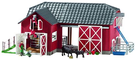 farm world schleich|red barn with farm animals.